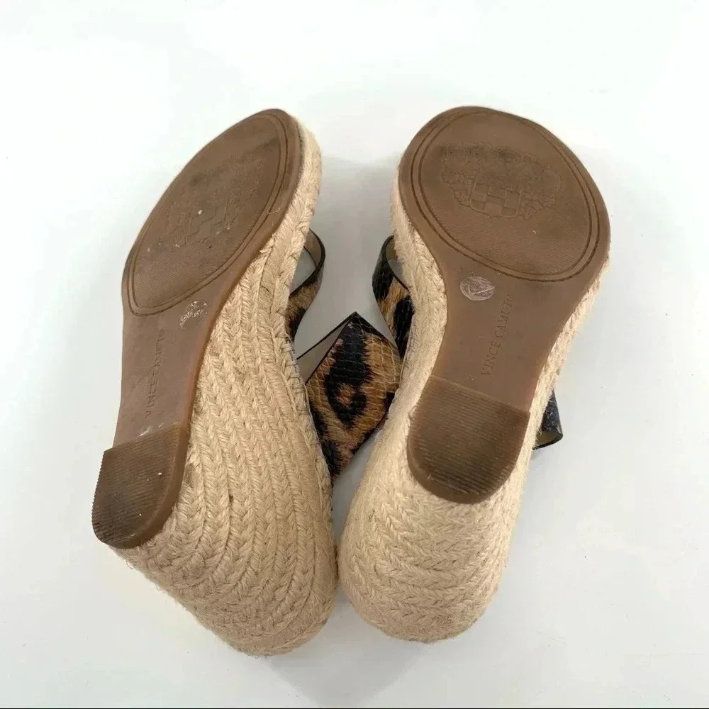 Vince Camuto Lavanda platforms size 6.5 36.5 brown black Cheetah print leather